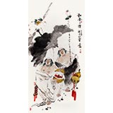 名家魏武雙四尺寫意人物畫《和合二仙》(詢價)