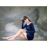 著名青年油畫家朱藝林 布面油畫 《江山美人》