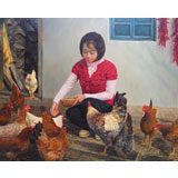 朝鮮名家 鄭日革 《農家》 館藏油畫精品