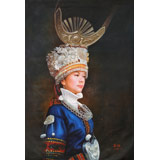 著名青年油畫家朱藝林 布面油畫 《苗族少女》