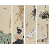 國家一級美術師王永剛 手指畫《花鳥四條屏》(詢價)