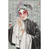 梁健 《春風拂翠》 當代百杰畫家 中美協會員 代表作花旦題材