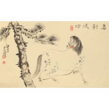 【已售】曹建濤 四尺三開《馬到成功》 獨具特色水墨人物畫家